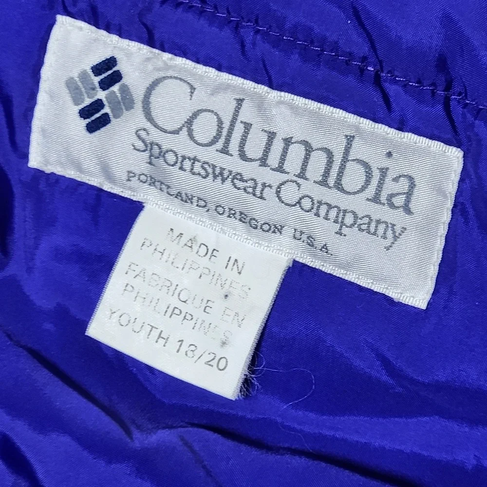 vintage 90's Youth COLUMBIA Ski Jacket Teal/Purples colorblock Hood‎ 18/20 XL